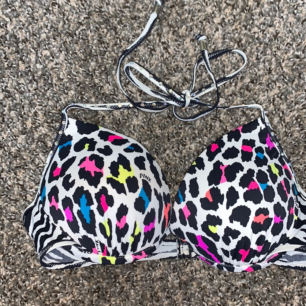 Pink- Small push up cheetah print top!